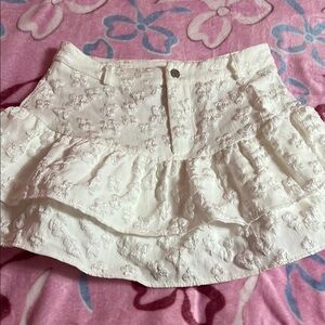white floral jacquard skirt